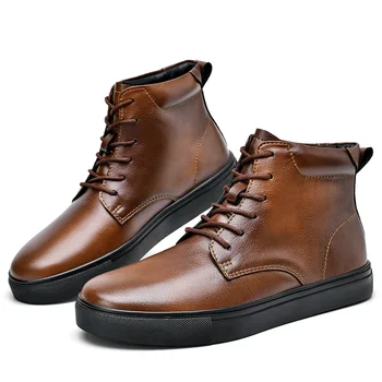 2023 Barbati Retro Cizme de Culoare Solidă American Retro Cizme de Moda Casual Cizme pentru Bărbați Men ' s Dantela-Up Glezna Cizme de Cauciuc