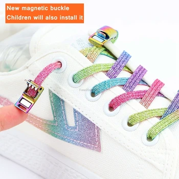 Curcubeu nou sistem de Blocare Magnetic Șireturi Elastice Nu lega șireturile de la Pantofi Adidași Șiret Copii Adulți Leneș Dantele O Mărime se Potrivește Tuturor Pantofi