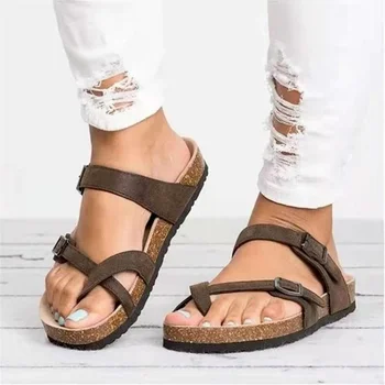 Femei Sandale Plută Papuci De Casă Roman Catarama Flats Sandale Gladiator Vara Iubitorii De Flip-Flops În Afara Plajă, Tobogane Negru Maro Bej