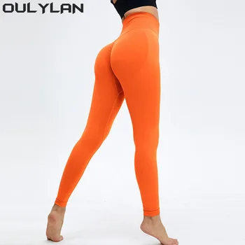 Oulylan Femei 2024 fără Sudură de Fitness Jambiere Pantaloni SPORT de Înaltă Talie și Șolduri Strâmte Piersic Fese, Talie Mare Nud Pantaloni de Yoga