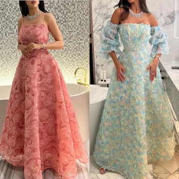 Rochii de bal pentru Femei 3D Flori de Trandafir de Moda curea de Spaghete O-linie Formale Rochie de Ocazie vestido terracota longo madrinha