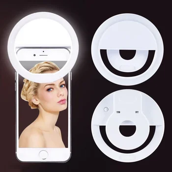 USB Charge LED Selfie Inel de Lumina Suplimentare de Iluminat de Noapte Întuneric Selfie Consolidarea Pentru Telefon Umple de Lumină Clipește Maquillaje